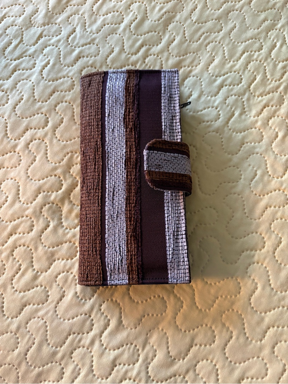 Striped Brown and Taupe Wallet Clutch